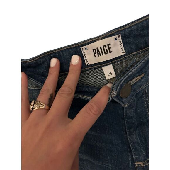 Paige Jimmy Jimmy Short Size 26 Stretch Medium Wash Cuffed - Picture 6 of 12